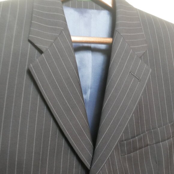 Lauren Ralph Lauren Navy Pinstripe Wool Suit Jacket 40S - Picture 13 of 16